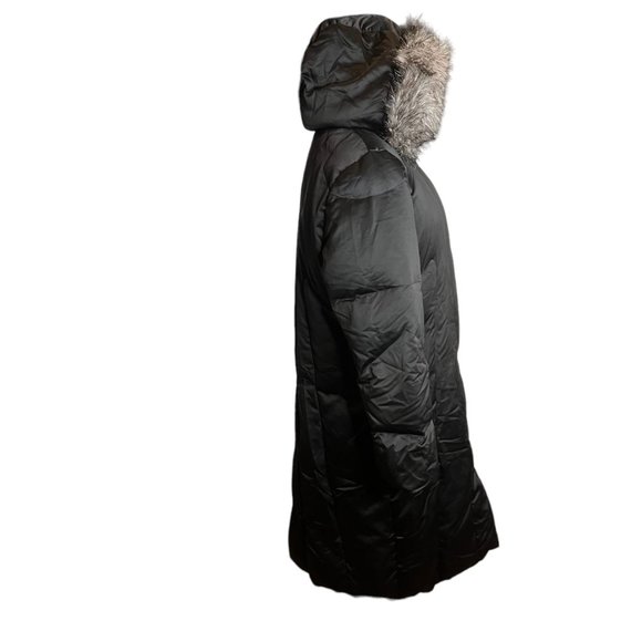 Calvin Klein Puffer Jacket Womens XL Black Down Puffer Faux Fur Lined Hood Parka - Picture 4 of 16